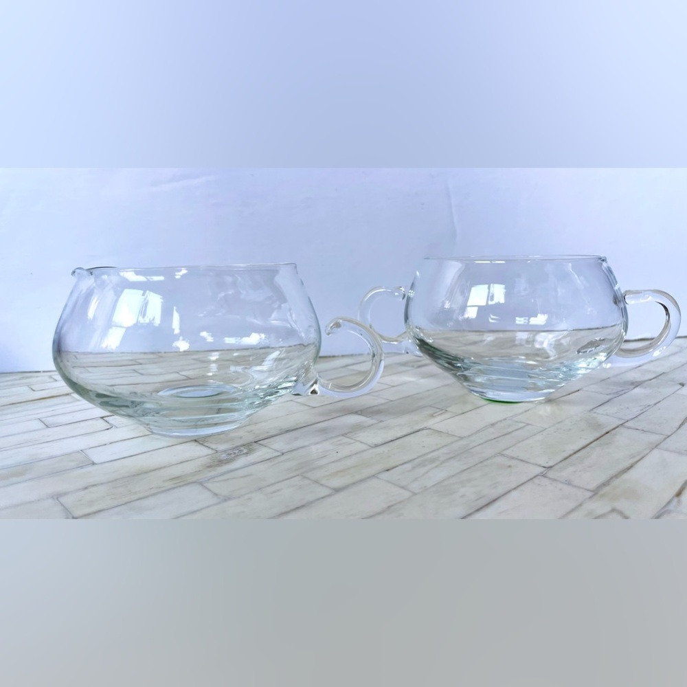 Sugar and Creamer set in glass Glass Sugar Creamer Glass Creamer Sugar set